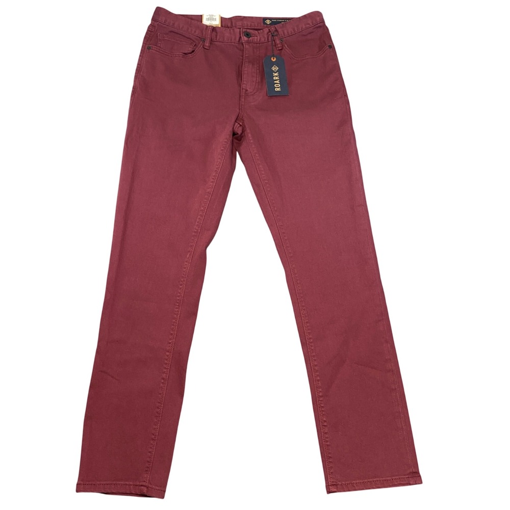 Roark HWY 133‎ Standard Slim Fit Jeans Mens 33x32 Red Maroon Stretch Denim NWT